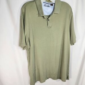 Tasso Elba Green Short Sleeve 2 Button Golf Shirt w/Side Slits Size Large